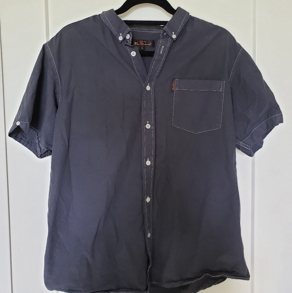 Men's BEN SHERMAN Button Up Grey Shirt SZ XL